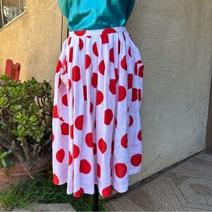 Vintage 70s Perry Ellis Red Polka Dot Full Skirt